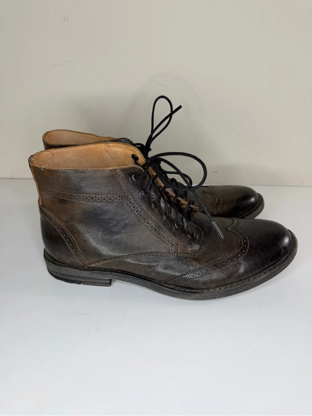 Bed Stu Brown Rustic Mans Leather Ankle Boots Size 13M Made In Mexico Workshop
